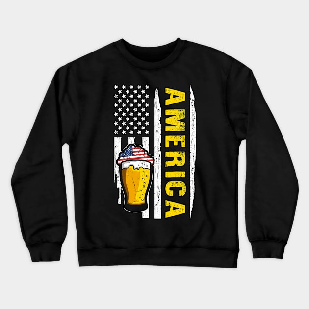 America Beer American Flag 4th of July Crewneck Sweatshirt by David Darry